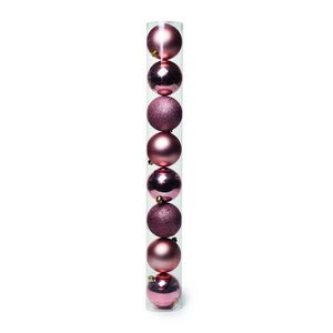 Bola De Natal Para Árvore 7 Cm Com 8 Peças Rosas Cromus