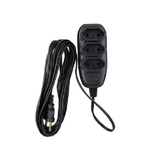 Extensão Compacta Com Cabo Pp  2 Polos+ Terra 3 Metros 10A 250V Preto Ilumi