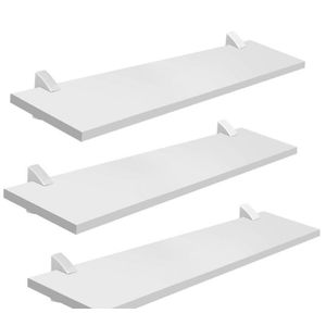 Kit Prateleira Concept Branco 20x60x1,5 cm Com Suporte 3 Peças Pratk