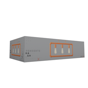 Pendente Hash Em Aço Laranja 3xe27 Avant