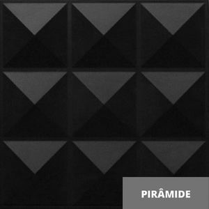 Revestimento PVC 50x50 Cm Pirâmide Preto 3D Acetinado Obra Vitrea ( Preço/Placa)