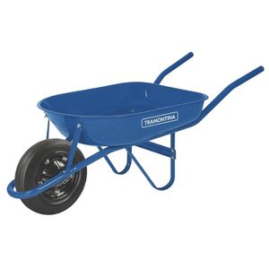 Carro de Mão com Caçamba Redonda Metálica Azul 50L e Braço Metálico Tramontina