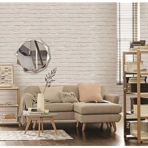 Papel De Parede Vinílico 10M 53 Cm Tijolos Bege Evolux