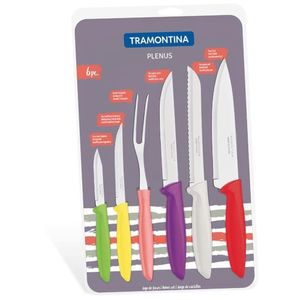 Conjunto De Facas E Garfos Trinchante Em Inox Polipropileno Plenus 6 Peças Tramontina
