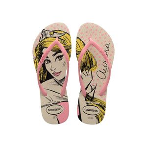 Havaiana Slim Princesa Bege Palha Rosa 35/6