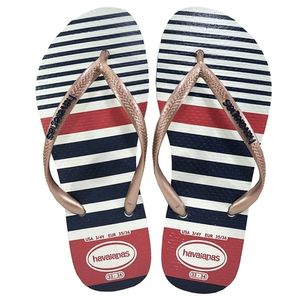 Havaiana Slim Nautical Branco Rosa 37/8 EXC
