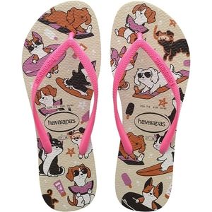 Havaiana Slim Pets Bege Palha Mara Fluor 37/8