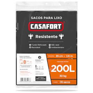 Saco de Lixo Preto 200 Litros Casafort