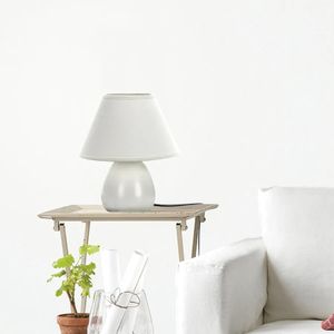 Abajur Cerâmica 1xe27 40W Tecido Branco Quality Iluminação