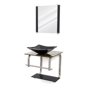 Gabinete Para Banheiro De Vidro Roma Mármore Preto 40x40 Cm Vildrex