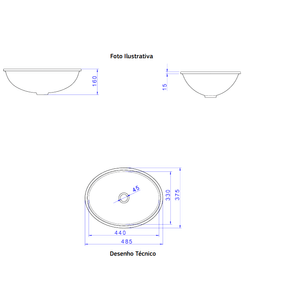 Cuba De Embutir Oval 490x365 Mm Universal Creme Deca