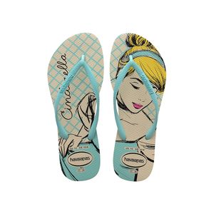 Havaiana Slim Princesa Bege Palha Azul 37/8