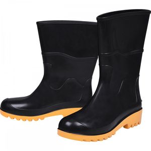 Bota PVC Cano Médio Sem Forro Preto e Amarela Nº 40 Worker
