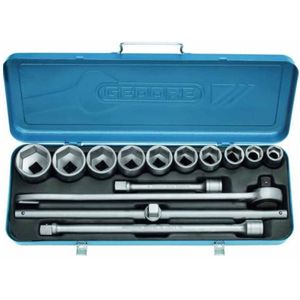 Jogo de Soquetes Sextavado 22 a 50 mm e Acessórios com Encaixe de 3/4" Polegadas Gedore