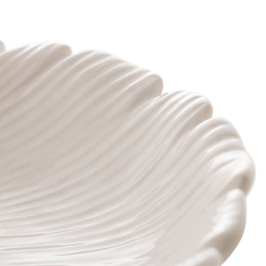 Folha Branca Decorativa Cristal de Vidro 16x12x4 Cm Lyor
