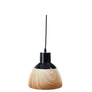 Pendente Cerâmica 1XE27 40W Preto/Amadeirado Quality Iluminação