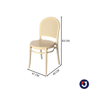 Cadeira Retro Telinha Bege Natural Forte Plástico