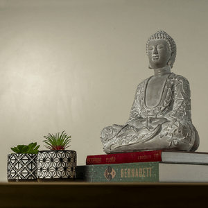 Buda Decorativo Sentado Cinza 19,5x16x28,5 Cm Lyor
