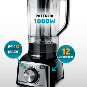 Liquidificador Turbo Premium L-1000 2 Litros 12 Velocidades 1000W Mondial
