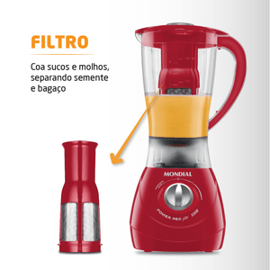 Liquidificador Turbo Power Vermelho L-77 127V Mondial
