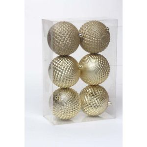 Bolas Árvore de Natal trabalhada Ouro 6 Unidades 8 Cm Cromus