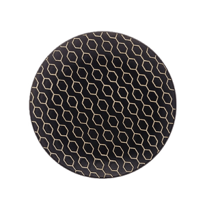 Prato Sobremesa Cerâmica Colmeia preto 20 cm Lyor