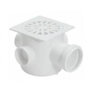 Caixa Sifonada De 100x100x50 Com Grelha Quadrada Cromada Herc