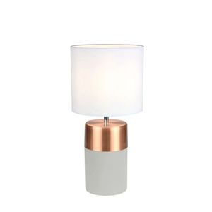 Abajur Concreto/Metal Tecido Cinza/Cobre/Branco Quality Iluminação