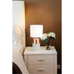 Abajur Concreto/Metal Tecido Cinza/Cobre/Branco Quality Iluminação