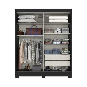 Guarda Roupa Deslizante 2 Portas Preto HP B66-157 Briz Móveis