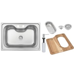 Cuba de Sobrepor Morgana em Aço Inox com Acabamento Acetinado 69x49 Cm Com Acessórios Tramontina