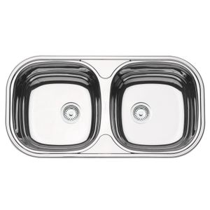 Cuba Dupla Para Cozinha De Embutir/Sobrepor Em Aço Inox Alto Brilho 78X40 Cm 94032207 Tramontina