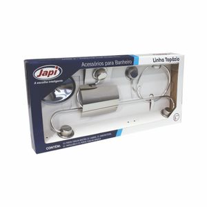 Kit de Acessórios De Banheiro 5 Peças Metal Aço Inox Japi