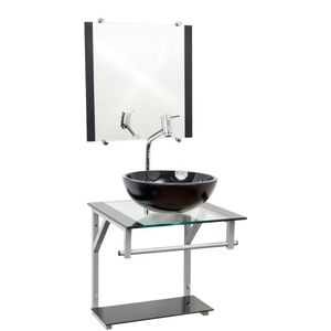 Gabinete De Vidro Para Banheiro Havai Preto 40x40 Cm Vildrex