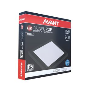 Painel De Sobrepor Quadrado Pop Preto 30 Cm 24W 6500K Bivolt Avant