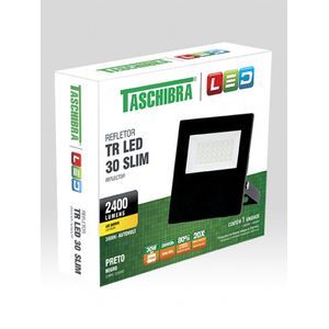 Refletor Led Slim 30W 6500K Preto Taschibra