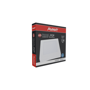 Painel Led Sobrepor Quadrado 17 Cm 12W 6500K Bivolt Avant