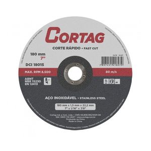 Disco De Corte Inox 178x1,5x22,2 Mm Cortag