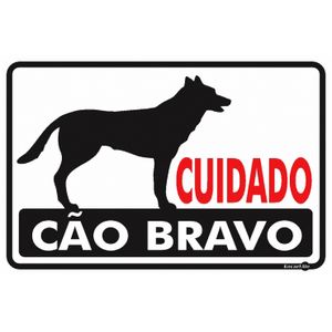 Placa De Sinalização Cuidado Cão Bravo 20x30 Cm Encartale