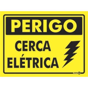 Placa de Sinalização Amarela Perigo Cerca Elétrica 15x20 Cm Encartale