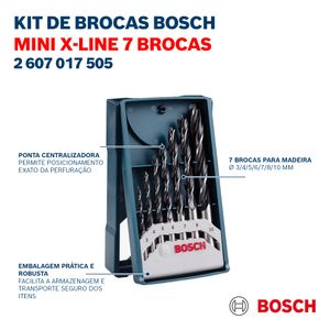 Jogo de Brocas para Madeira Mini X-Line 3,0-10,0 Mm com 7 unidades Bosch