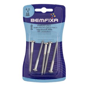 Parafuso Philips Cabeça Panela Para Bucha de 8 Mm 5 Unidades Bemfixa