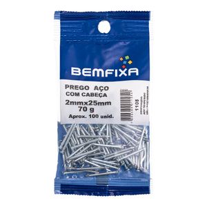 Prego em Aço Com Cabeça 2,00x25 Mm 100 Unidades Bemfixa