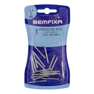 Prego em Aço Com Cabeça 2,40x30 Mm 20 Unidades Bemfixa