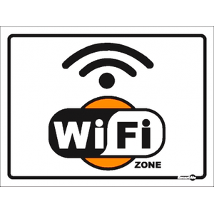 Placa De Sinalização WIFI Zone 15x20 Cm Encartale