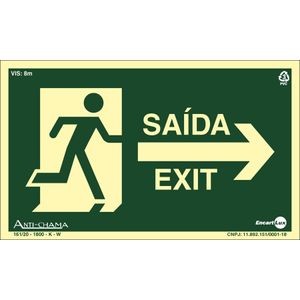 Placa de Sinalização Saída Seta Direita 25x15 Cm Encartale