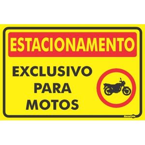 Placa de Sinalização Estacionamento Exclusivo para Motos 30x20 Cm Encartale