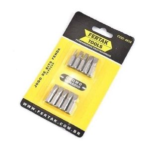 Jogo de Bits Fenda 10 Peças CRV 25 Mm Fertak