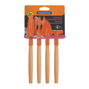 Kit Para Vaso Com Cabo De Madeira 4 Peças Tramontina