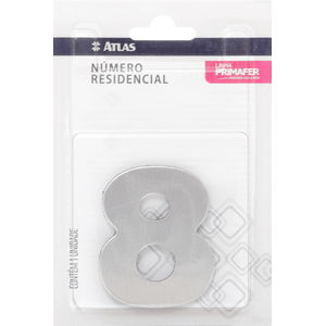 Número Para Casa 60 Mm Com Adesivo N°8 Acm Escovado Primafer